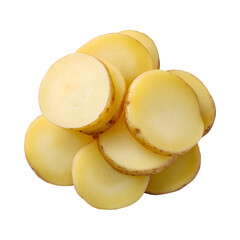 Sliced fresh potatoes isolated on transparent background
