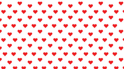 Seamless pattern of hand drawn red hearts on a bright white background perfect for valentine s day
