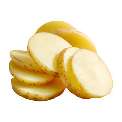 Sliced fresh potatoes isolated on transparent background