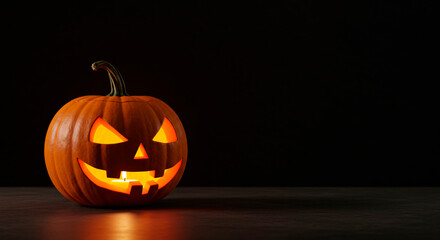 Glowing Jack-o’-Lantern on Dark Background
