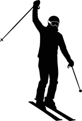 triumphant ski silhouette celebrating victory, alpine glory, champions podium, isolated on transparent background