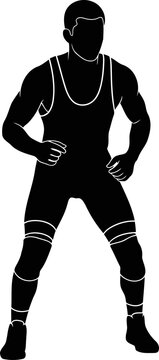 wrestling silhouette the undefeated champions focused intensity before the match, isolated on transparent background