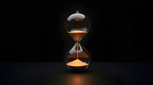 Golden sand trickles through a classic hourglass, a powerful visual metaphor for deadlines, mortality, and the unstoppable flow of time