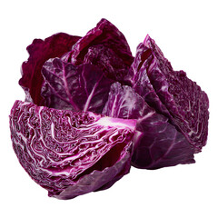 Obraz premium Fresh purple cabbage leaves isolated on transparent background