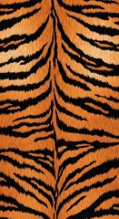 A repeating pattern of tiger stripes in orange and black, showcasing a textured animal print.