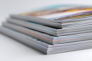 Stack of Color Magazines on White Background with Colorful Edges Detailed View
