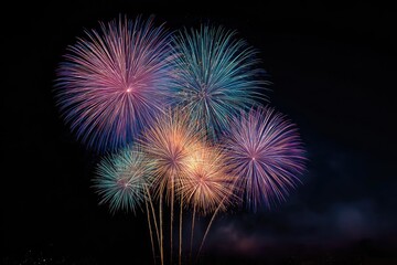 Vibrant fireworks burst against a black night sky (1)