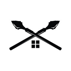 Spear Logo Old Vintage Rustic Simple Design Business Brand Spear Arrow
