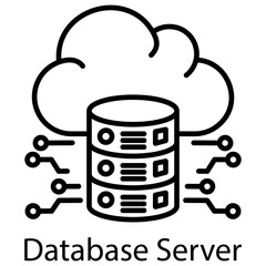 Database Server Outline Style. Vector Illustration For Graphic Design