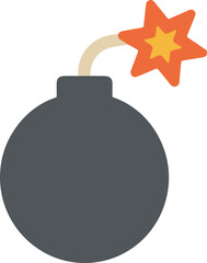 Fototapeta premium Simple Flat Style Bomb with Burning Fuse Icon Design Element