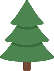 Simple Flat Design Christmas Tree Evergreen Conifer Icon Decoration