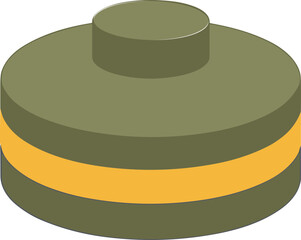 Isometric Green Battery Cell with Yellow Stripe Illustration Design Element