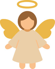 Simple Minimalist Angel Flat Illustration with Wings and Halo Decoration