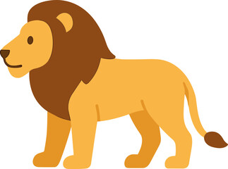 Simple Flat Design Lion Animal Character Illustration Icon Graphic