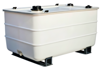 Large white rectangular plastic storage tank for liquids isolated with transparent background