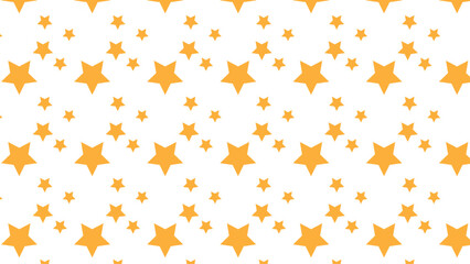 Seamless pattern of small and large golden star shapes scattered across a clean white background