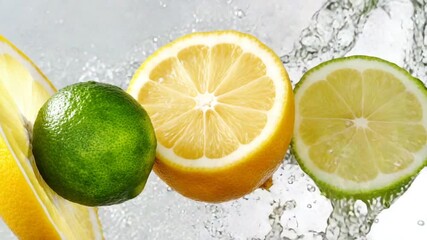 Fresh citrus fruits splashing in clear water background - Powered by Adobe
