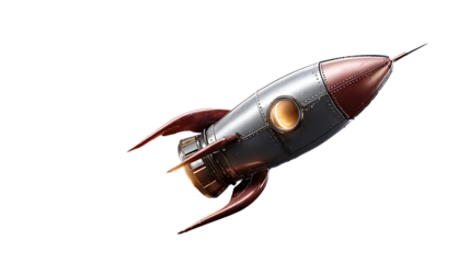 Soaring rocketship takes flight symbolizing innovation and reaching new heights, fueled by ambition and creativity