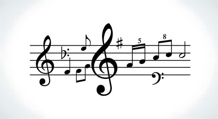 Simple musical notation symbols arranged on a staff, displaying various notes and rests.