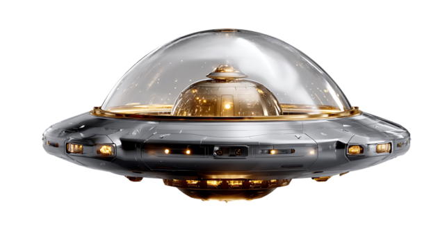 Futuristic UFO concept art with sleek design and advanced technology for sci-fi illustrations