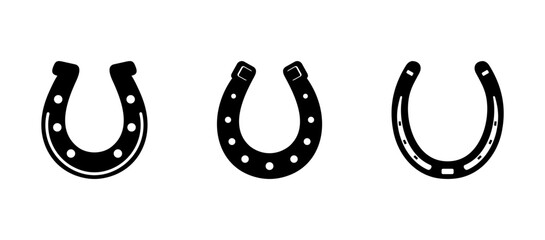 Horseshoe Vector Silhouette Icon Set