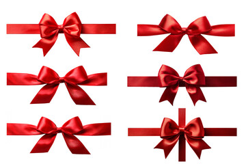 collection of Beautiful Red bow on white background