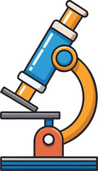 Iconic vector illustration of a microscope, representing laboratory work and the study of microscopic organisms.