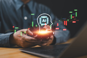 Chatbot conversation Ai Artificial Intelligence technology online customer service. Digital chatbot, robot application, OpenAI generate. Financial investment stock market.