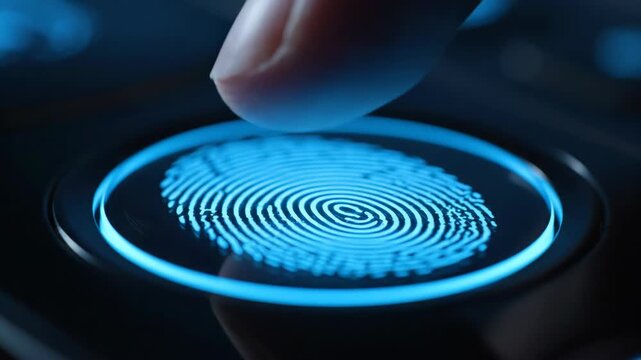 Fingertip on Illuminated Touch Sensor - Futuristic Technology Interface