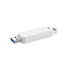 Sleek white usb flash drive against a contrasting dark backdrop showcases portable data storage