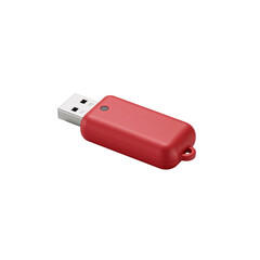A vivid red usb drive contrasts sharply against a stark black backdrop for storing data