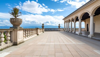 Fototapeta premium Elegant terrace overlooking a landscape