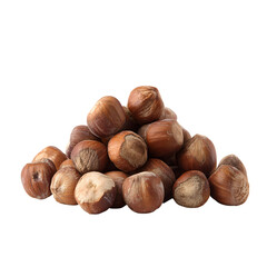 Fototapeta premium Pile of fresh organic hazelnuts against a stark black background display