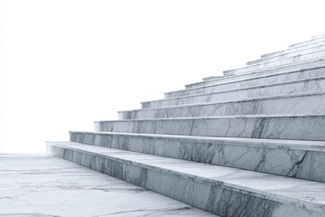 White marble stairs ascend to a bright background