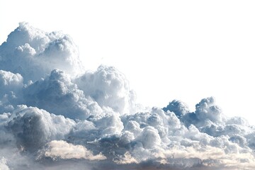 Dramatic cumulus clouds against white