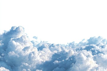 Dense cumulus clouds against a white background