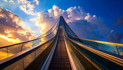 Obraz premium Elevated escalator to sky