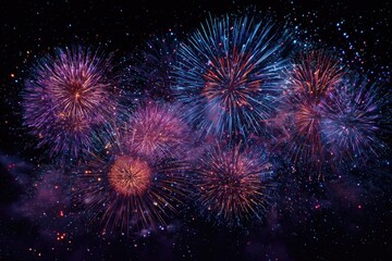 Colorful fireworks explode in night sky