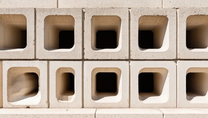 Light beige concrete blocks with square openings.