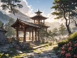 Fototapeta premium japanese temple in the park