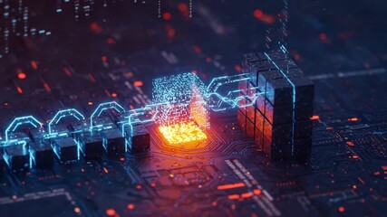 Futuristic blockchain technology with digital data flow - Powered by Adobe