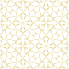 Seamless Gold Line Wallpaper Pattern &ndash; White Background Geometric Floral Vector