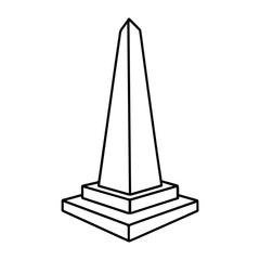 Obelisk monument line art, black outline, vector and illustration