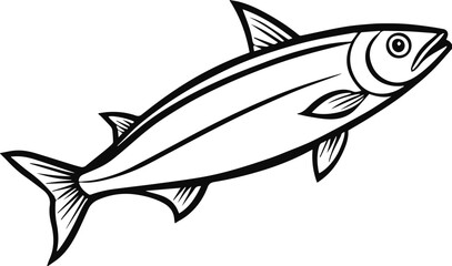 herring fish outline vector and illustration line art
