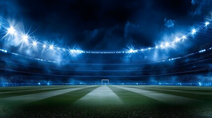 Illuminated�football stadium�at night with copy space.