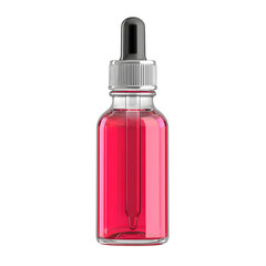 Elegant glass dropper bottle showcasing vibrant liquid against a stark black backdrop