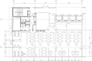 Interior Design Drawing – Office Furniture Layout Plan Vector