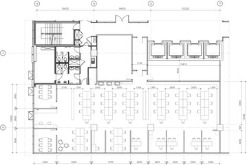 Interior Design Drawing – Office Furniture Layout Plan Vector