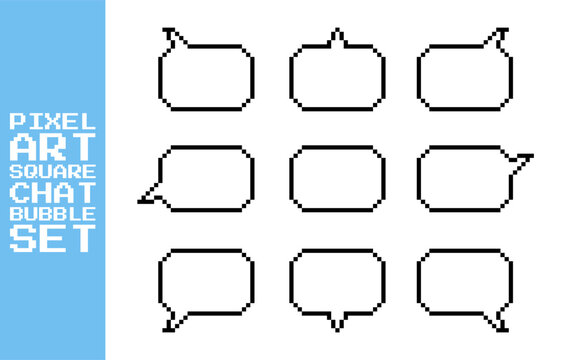 Pixel Art Square Chat Bubble Set
