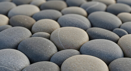 Smooth Grey and Beige River Pebbles Background Texture